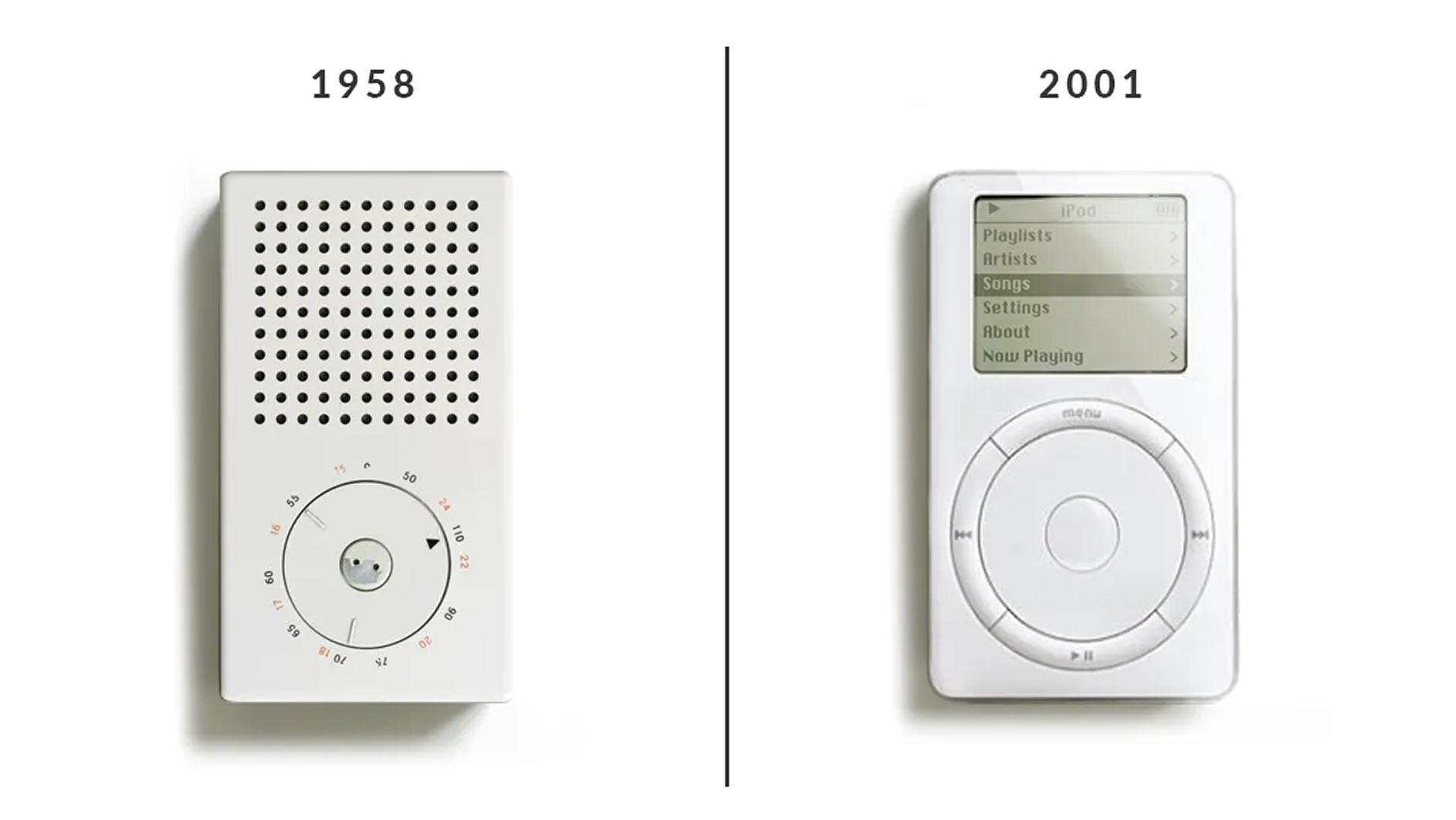 Original Dieter Rams design for Braun vs original Apple iPod