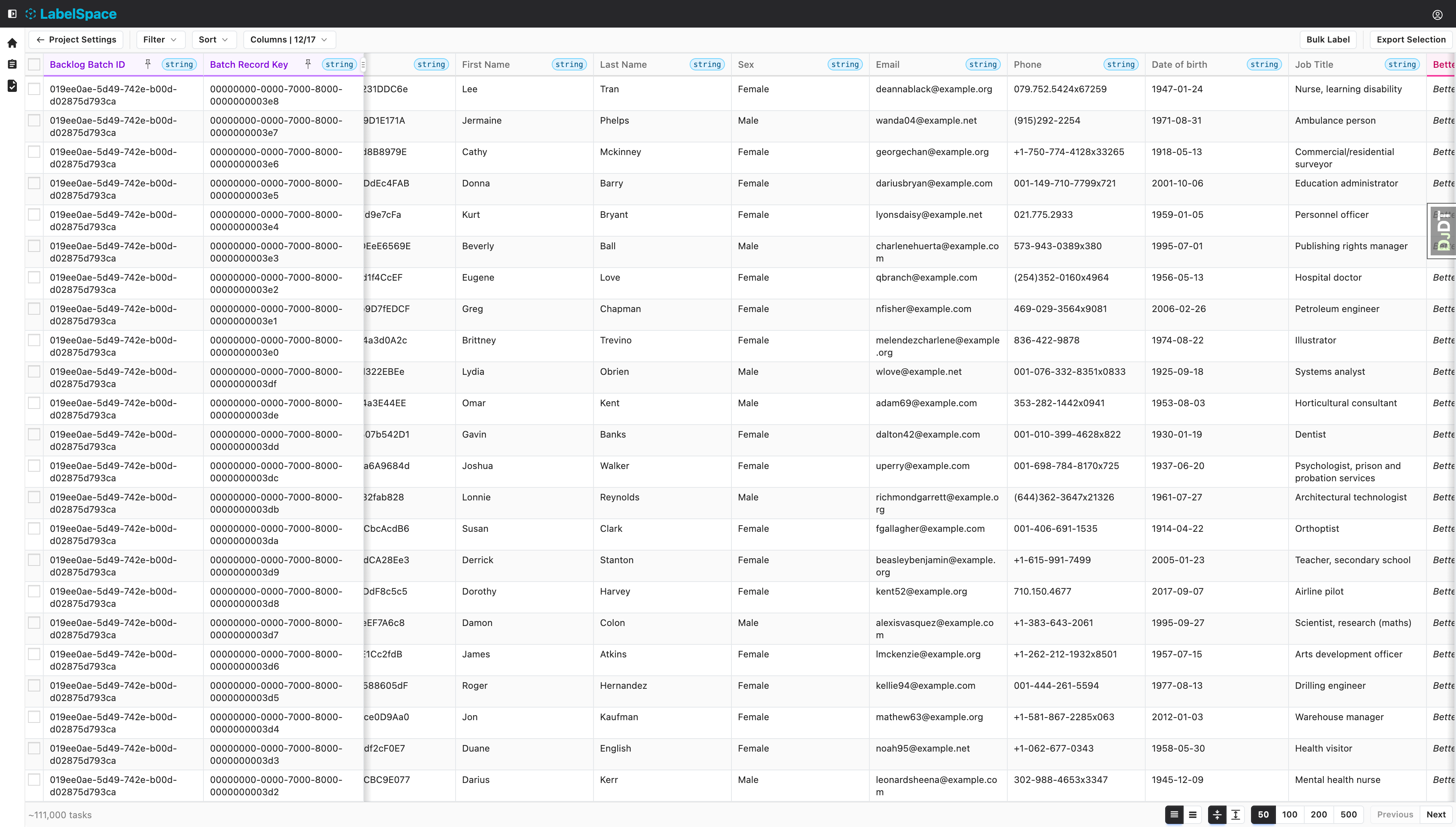 The HITL data grid — high-density rows of product records with inline approve, reject, and override controls.