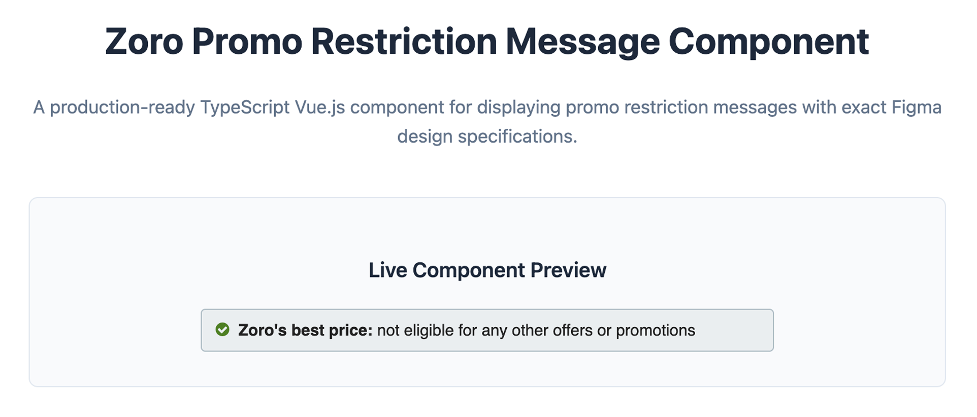 Promo Restriction component screenshot
